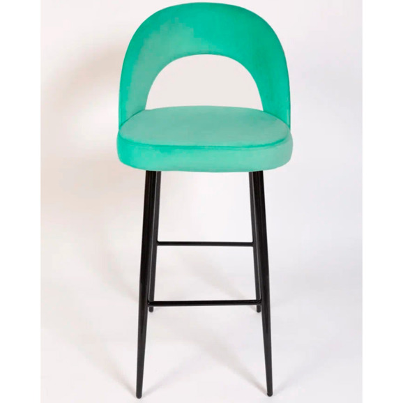 Стул Пиннате, барный, светло-мятный, черный, велюр - фото 2