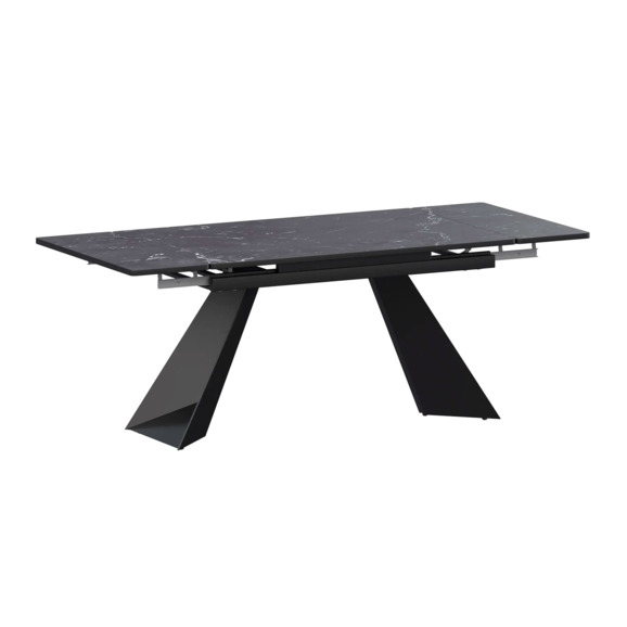 Стол раздвижной Дуит 1200х800+300, даркстоун, черный муар - фото 1
