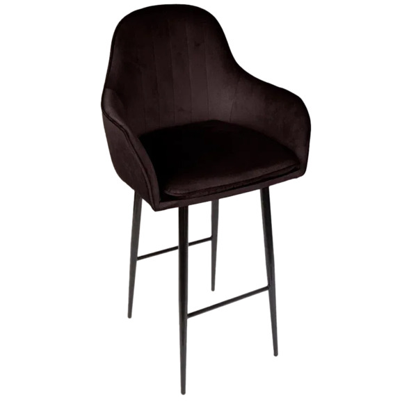 Кресло Сета, барные ножки, коричневый, черный, велюр - фото 1