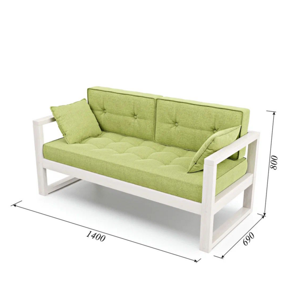 Диван Veene mini текстиль, беленый дуб green - фото 4