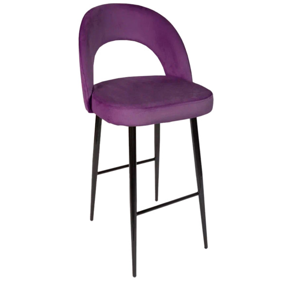 Стул Пиннате, барный, фиолетовый, черный, велюр - фото 1