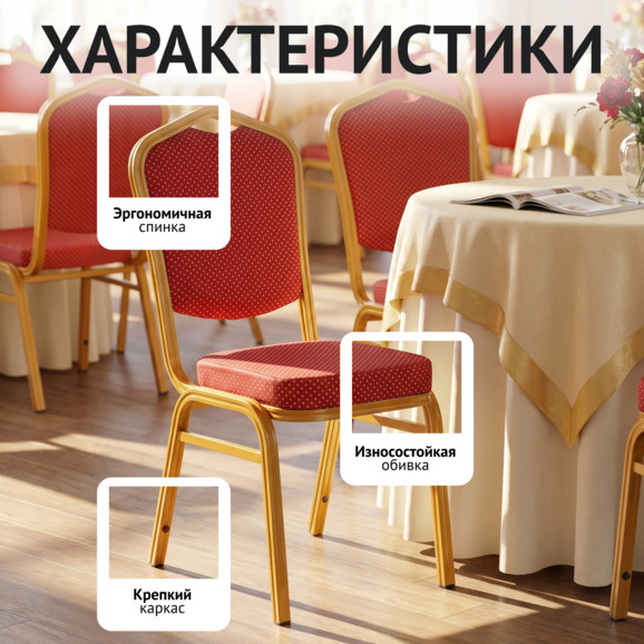 Стул Хит 25мм - алюминий, золото корона красная - фото 2