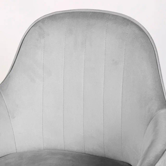 Кресло Сета, барные ножки, светло-серый, черный, велюр - фото 8