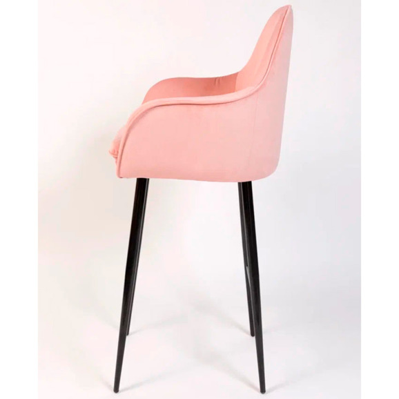 Кресло Сета, барные ножки, розовый, черный, велюр - фото 4