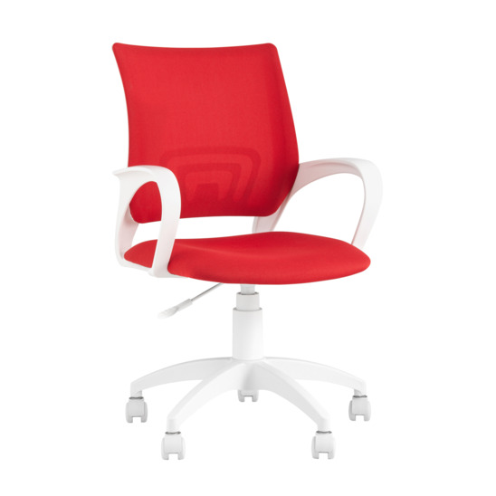 Кресло офисное TopChairs ST-BASIC-W красный, крестовина пластик белый - фото 1