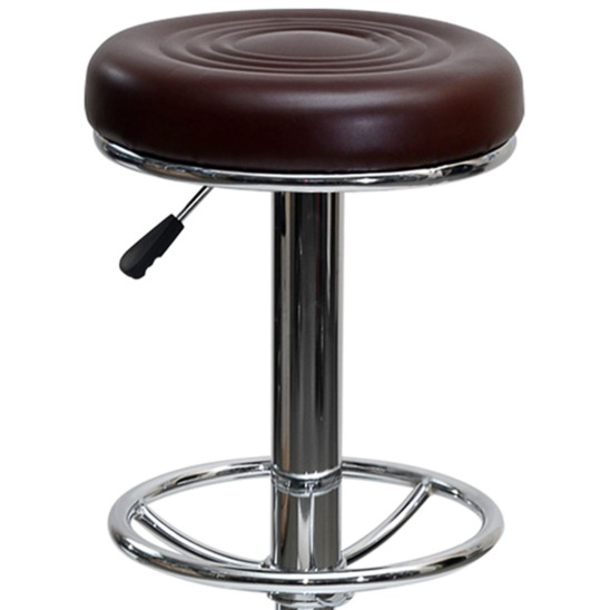 Барный стул Ноксвилл, коричневая кожа, хром - фото 2