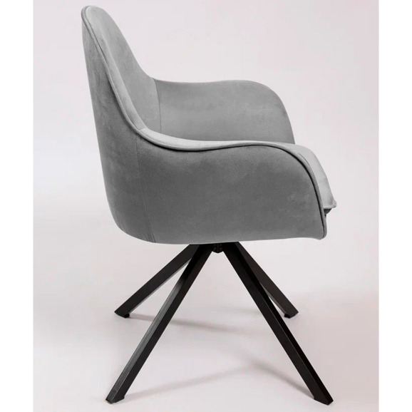 Кресло Сета, пирамида, поворотное основание, светло-серый, черный, велюр - фото 3