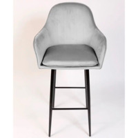 Фотография товара Кресло Сета, барные ножки, светло-серый, черный, велюр от компании ChiedoCover.