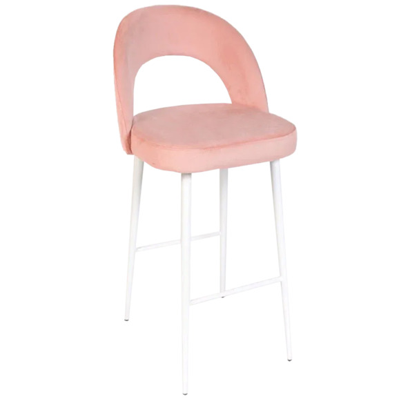 Стул Пиннате, барный, розовый, белый, велюр - фото 1