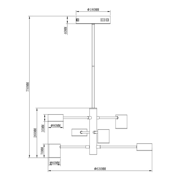 Люстра на штанге V2740-6CL Lewes 6*LED*5W Люстра на штанге V2740-6CL Lewes 6*LED*5W - фото 2