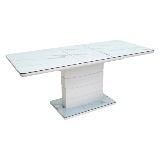 Стол Alta 140, серо-белый мрамор/ белое глазурованное стекло - фото 3