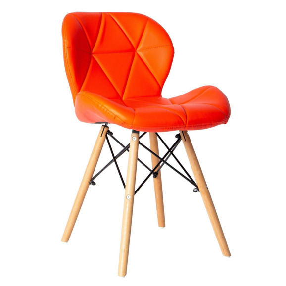 Стул мягкий Eames, экокожа, бук, красный - фото 1