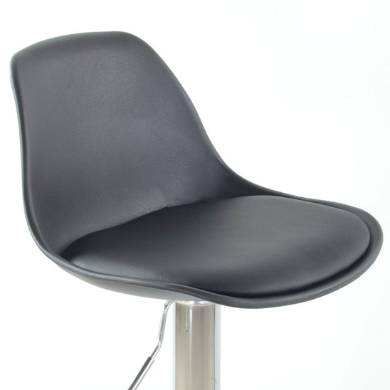Барный стул Амора, черный пластик, черная кожа - фото 4