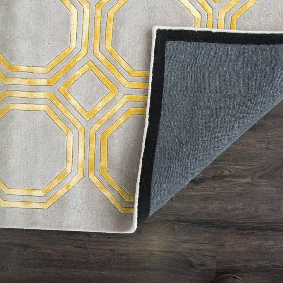 Индийский ковёр шерстяной «OCTAGON RUG» GREY-LIGHT GOLD - фото 4