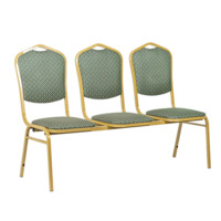 Настоящее фото товара Секция из 3 стульев Хит Лайт - золото, ромб зеленый, произведённого компанией ChiedoCover