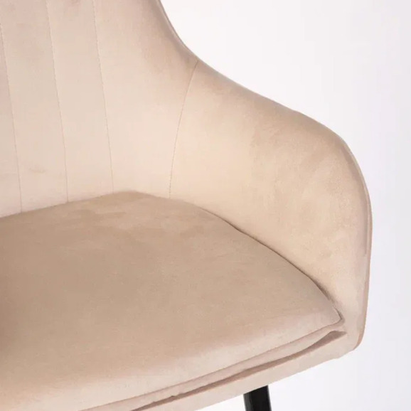 Кресло Сета, барные ножки, бежевый, черный, велюр - фото 9