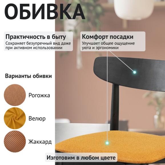 Стул Роквелл, рогожка Шерлок 520, каркас морилка чёрная Стул Роквелл, рогожка Шерлок 520, каркас морилка чёрная - фото 3