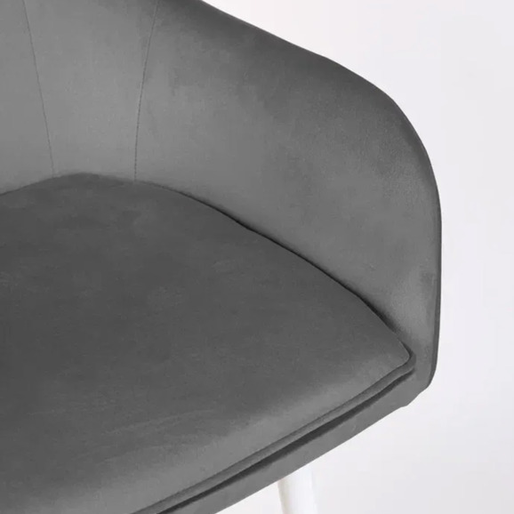 Кресло Сета, барные ножки, серый, белый, велюр - фото 10