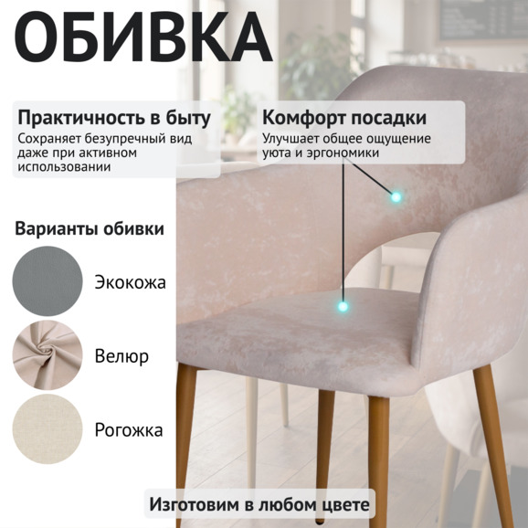 Стул Аква, велюр Монако 01, металл 32*18 РАЛ 1036 муар - фото 3