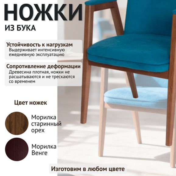 Стул Бали, велюр Тедди 133, морилка светлый орех - фото 4