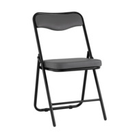 Настоящее фото товара Складной стул Джонни экокожа серый каркас черный матовый, произведённого компанией ChiedoCover