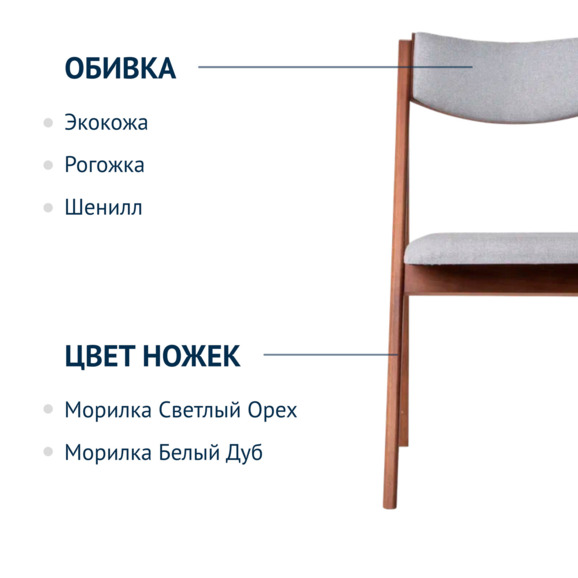 Стул Clack, рогожка Espo 80, ножки бук морилка светлый орех - фото 2