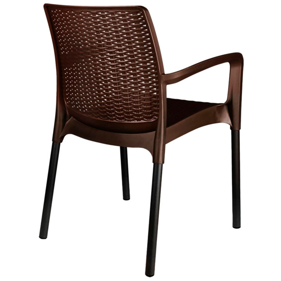 Плетеный стул Мамелон, коричневый, черный муар, цинк - фото 2