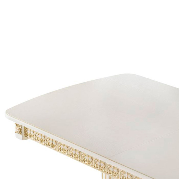 Деревянный стол Морнит 180(240)х100х76 слоновая кость / золото - фото 6