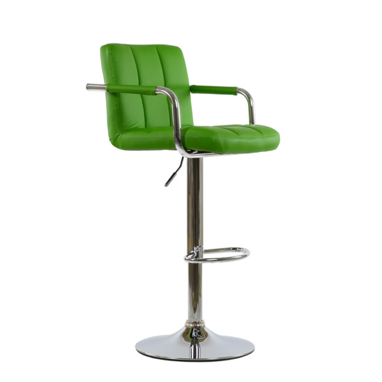 Барный стул Kruger Arm, зелёная кожа  - фото 1
