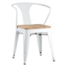Стул Толикс с подлокотниками белый глянцевый + светлое дерево