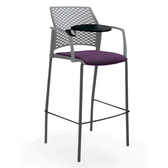 Стул Ревайнд барный с мягким сиденьем и пюпитром, серый, черный - фото 4