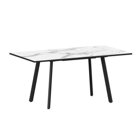 Стол раздвижной Рольф 1100+300, мрамор белый, черный муар Стол раздвижной Рольф 1100+300, мрамор белый, черный муар - фото 1