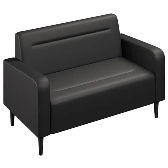 Диван Папилла, экокожа, 132 см, черный - фото 1