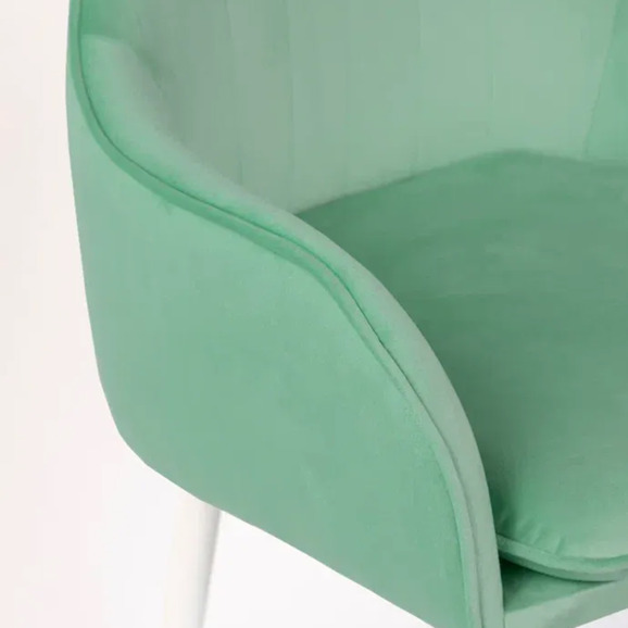 Кресло Сета, барные ножки, светло-зеленый, белый, велюр - фото 9