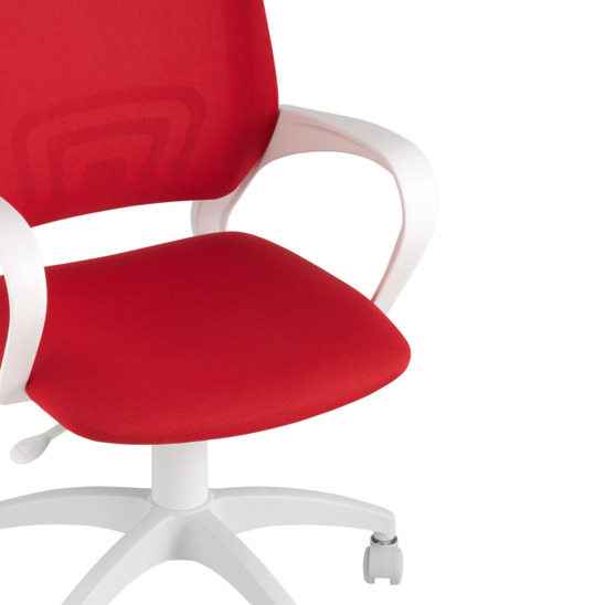 Кресло офисное TopChairs ST-BASIC-W красный, крестовина пластик белый - фото 4
