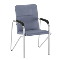 Настоящее фото товара Стул Самба, велюр велютто 32, каркас серебро, подлокотники бук, морилка черная, произведённого компанией ChiedoCover