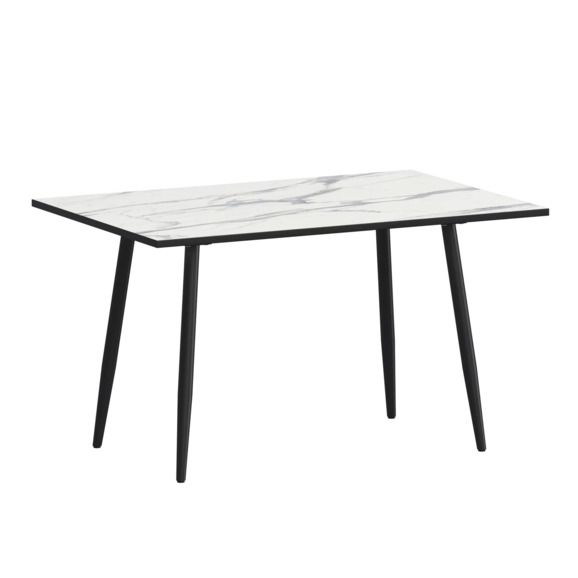Стол нераздвижной Бетти 1200, мрамор белый, черный муар - фото 1