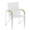 Настоящее фото товара Стул Самба, экокожа вайт, каркас хром, подлокотники бук под лак, произведённого компанией ChiedoCover