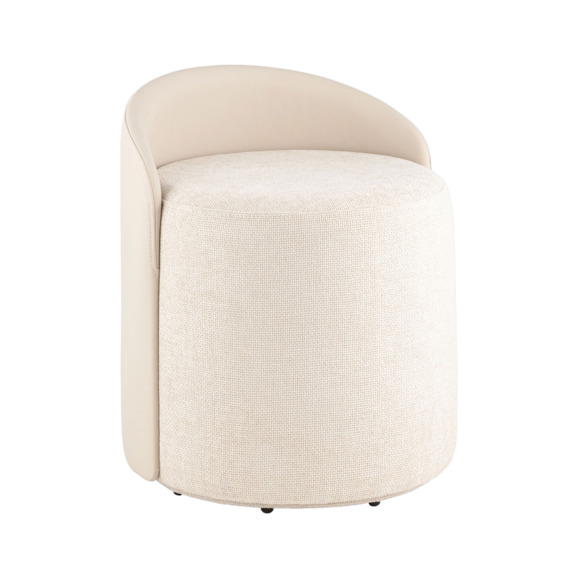 Пуф Тея спинка экокожа, сиденье шенилл, бежевый Пуф Тея спинка экокожа, сиденье шенилл, бежевый - фото 1