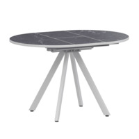 Настоящее фото товара Стол раздвижной Лаки мини 800+300мм, даркстоун, белый муар, произведённого компанией ChiedoCover