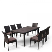 Настоящее фото товара Комплект мебели Аврора, 8 стульев, коричневый, произведённого компанией ChiedoCover