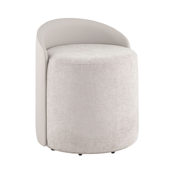 Пуф Тея спинка экокожа, сиденье шенилл, светло-серый - фото 1