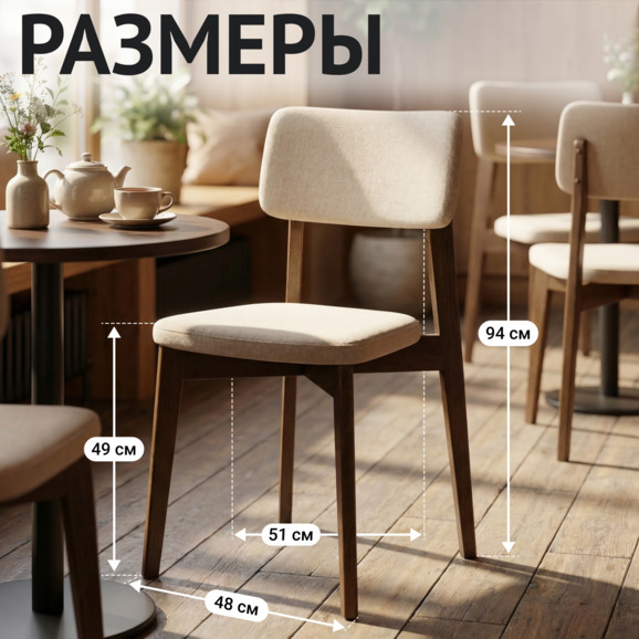 Стул Топас, велюр Велутто-04 светло-бежевый, старинный орех Стул Топас, велюр Велутто-04 светло-бежевый, старинный орех - фото 5