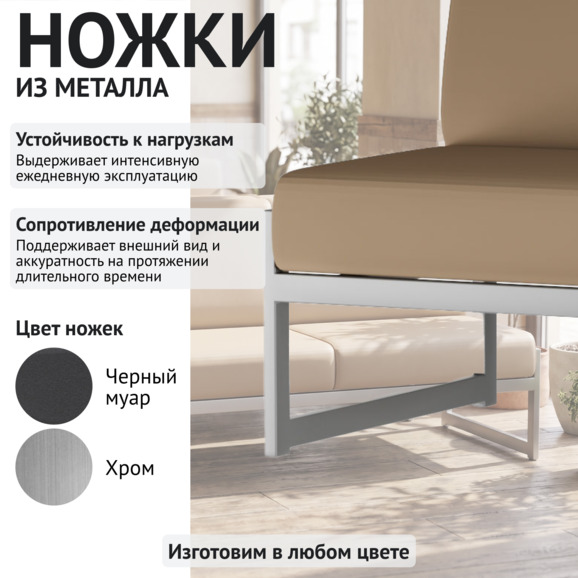 Диван Сигма, кожзам НИТРО МИНК, каркас серебро 1500 - фото 4