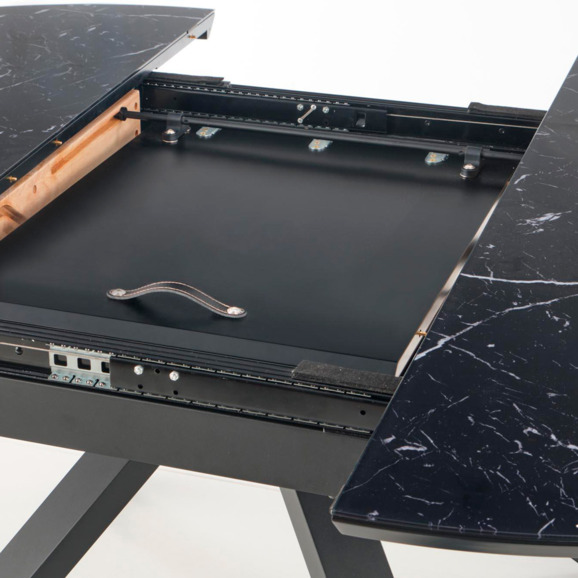 Стол раскладной Chord, черный мрамор, ножки черные - фото 5