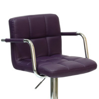 Барный стул Лагер с подлокотниками, фиолетовая кожа