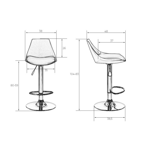 Барный стул АМАЛЬФИ, хром сталь, пластик, кожзам черный - фото 6