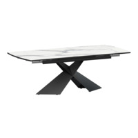Настоящее фото товара Стол раздвижной Моден 1400х800+300, мрамор белый, черный муар, произведённого компанией ChiedoCover