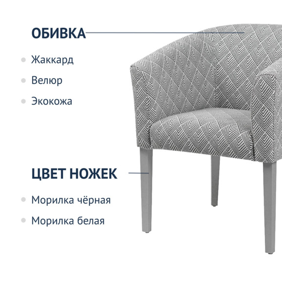 Кресло Самбука, жаккард лофт 1, ножки RAL 9006 - фото 2