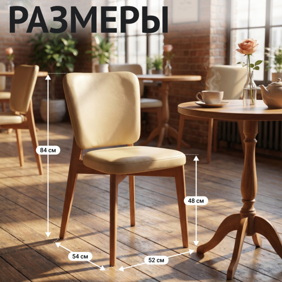 Стул Сафир, экокожа Спейс Капучино, ножки бук под лак - фото 5